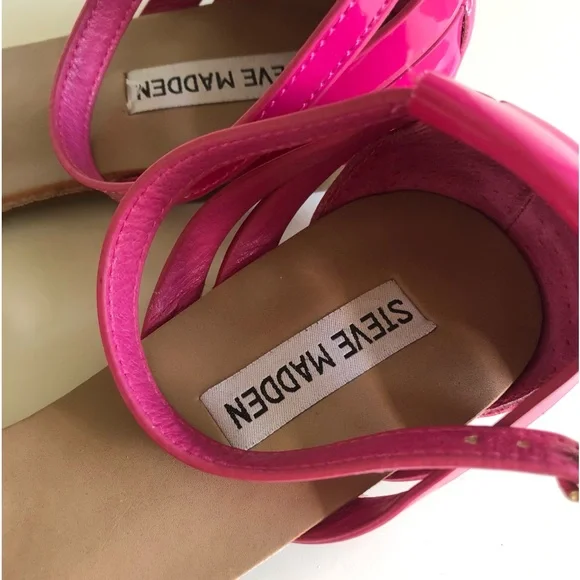 Hot Pink Steve Madden Sandals Flats with adjustable ankle strap Size 7 - Picture 10 of 14